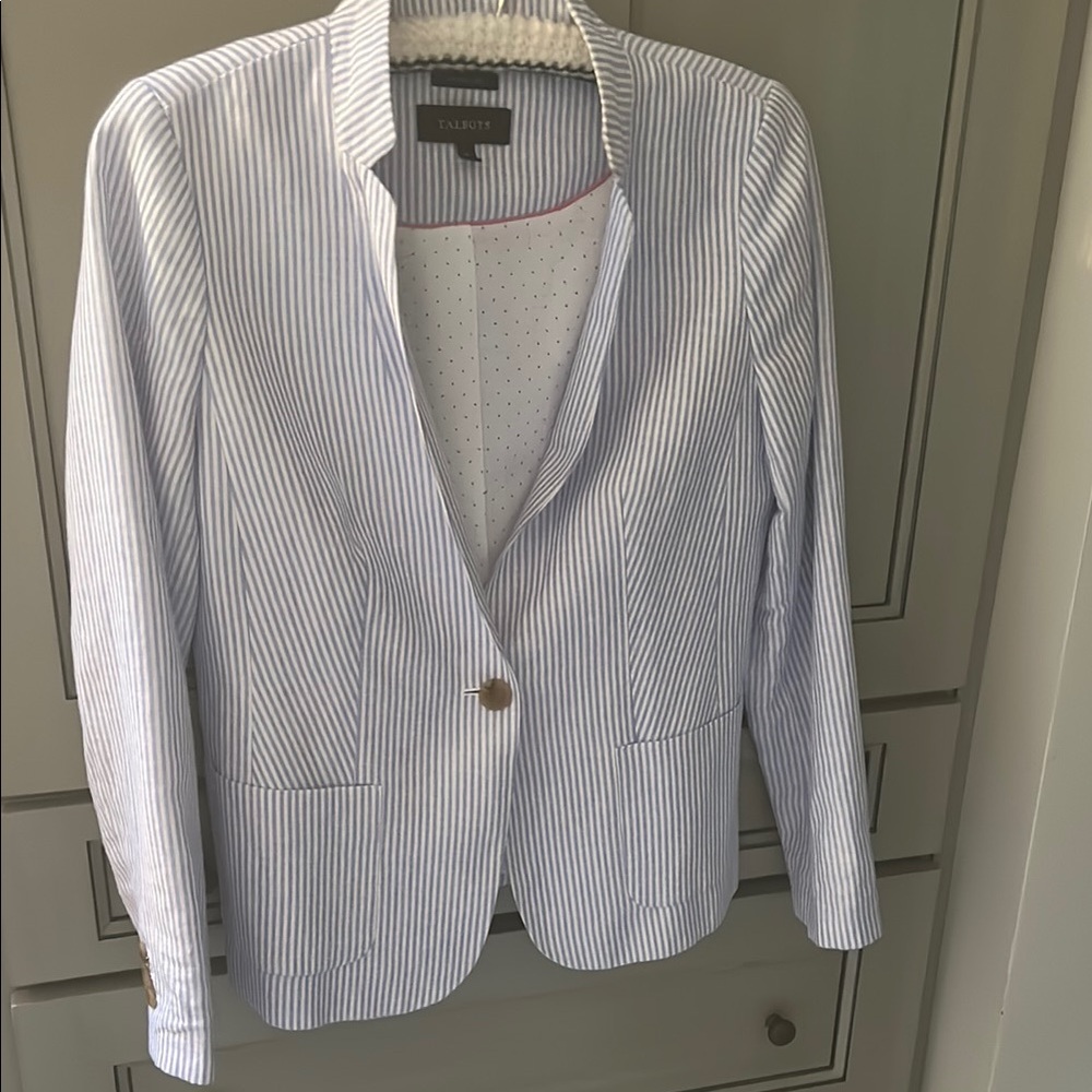 Talbots Blue and White Blazer Professional Tailored Design Aberdeen